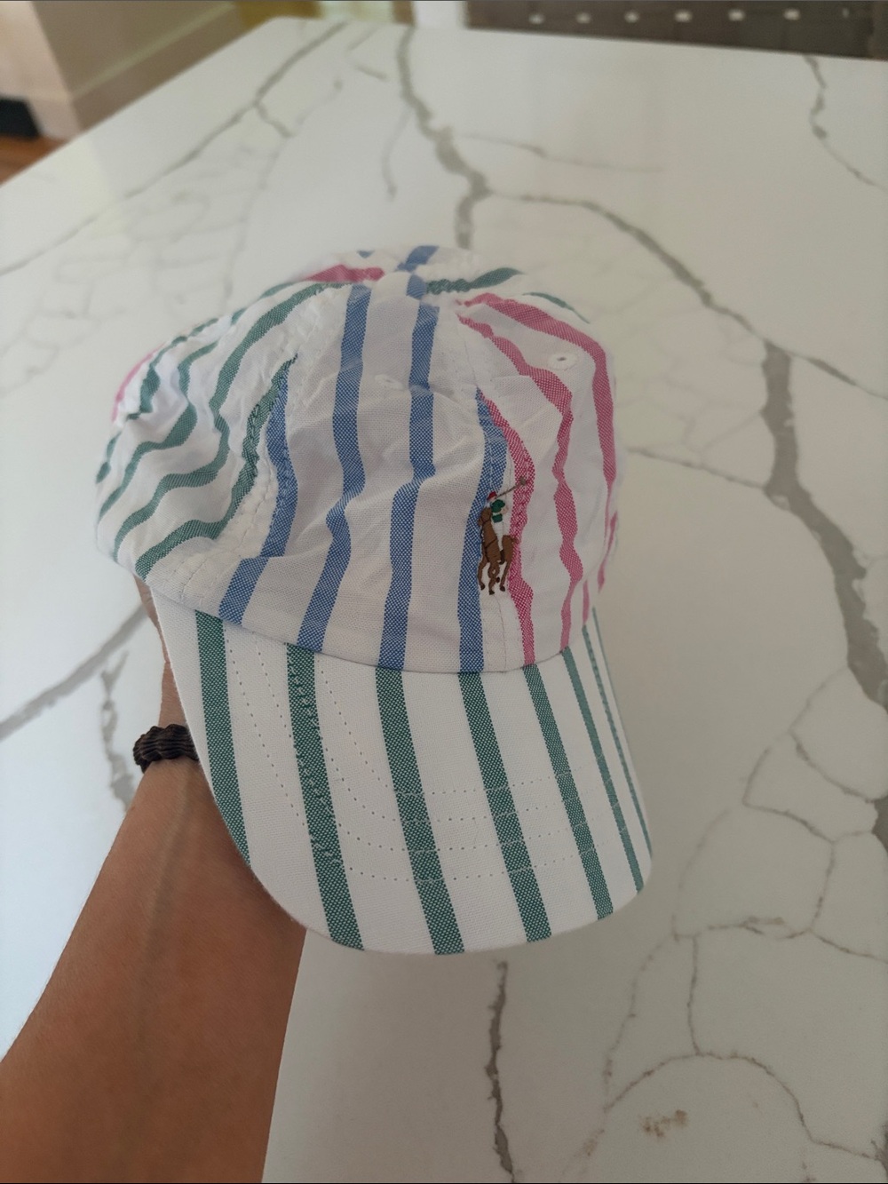 Preppy kids polo stripe pastel hat